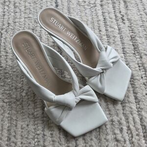 SUPER CLEAN Stuart Weitzman Playa 75 Knot Sandals Size 6 Slides White Leather